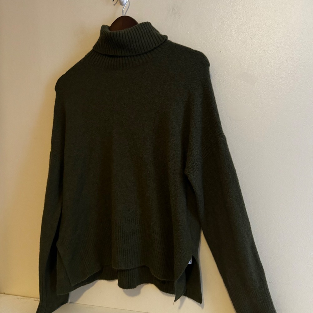 J.Crew Women's Dark Green Turtleneck Sweater Size S Wool Alpaca Blend Layers - Picture 2 of 5